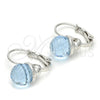 Arete Gancho Frances 02.239.0010.1 Rodio Laminado, Diseño de Disco, con Swarovski Elements Aquamarine, Pulido, Rodinado
