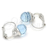 Arete Gancho Frances 02.239.0010.1 Rodio Laminado, Diseño de Disco, con Swarovski Elements Aquamarine, Pulido, Rodinado