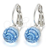 Arete Gancho Frances 02.239.0010.1 Rodio Laminado, Diseño de Disco, con Swarovski Elements Aquamarine, Pulido, Rodinado