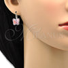 Arete Gancho Frances 02.239.0011 Rodio Laminado, Diseño de Mariposa, con Swarovski Elements Light Rose, Pulido, Rodinado