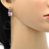 Arete Gancho Frances 02.239.0011 Rodio Laminado, Diseño de Mariposa, con Swarovski Elements Light Rose, Pulido, Rodinado