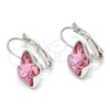 Arete Gancho Frances 02.239.0011 Rodio Laminado, Diseño de Mariposa, con Swarovski Elements Light Rose, Pulido, Rodinado
