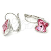 Arete Gancho Frances 02.239.0011 Rodio Laminado, Diseño de Mariposa, con Swarovski Elements Light Rose, Pulido, Rodinado
