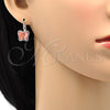 Arete Gancho Frances 02.239.0011.1 Rodio Laminado, Diseño de Mariposa, con Swarovski Elements Rose Peach, Pulido, Rodinado