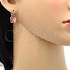 Arete Gancho Frances 02.239.0011.1 Rodio Laminado, Diseño de Mariposa, con Swarovski Elements Rose Peach, Pulido, Rodinado
