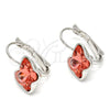Arete Gancho Frances 02.239.0011.1 Rodio Laminado, Diseño de Mariposa, con Swarovski Elements Rose Peach, Pulido, Rodinado