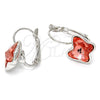 Arete Gancho Frances 02.239.0011.1 Rodio Laminado, Diseño de Mariposa, con Swarovski Elements Rose Peach, Pulido, Rodinado