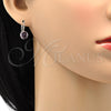 Arete Gancho Frances 02.239.0010.2 Oro Laminado Blanco, Diseño de Disco, con Swarovski Elements Light Rose, Pulido, Rodinado