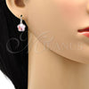 Arete Gancho Frances 02.239.0012.1 Rodio Laminado, Diseño de Flor, con Swarovski Elements Light Rose, Pulido, Rodinado