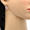 Arete Gancho Frances 02.239.0012.1 Rodio Laminado, Diseño de Flor, con Swarovski Elements Light Rose, Pulido, Rodinado