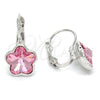Arete Gancho Frances 02.239.0012.1 Rodio Laminado, Diseño de Flor, con Swarovski Elements Light Rose, Pulido, Rodinado