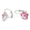 Arete Gancho Frances 02.239.0012.1 Rodio Laminado, Diseño de Flor, con Swarovski Elements Light Rose, Pulido, Rodinado