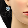 Arete Gancho Frances 02.239.0013 Rodio Laminado, Diseño de Corazón, con Swarovski Elements Montana, Pulido, Rodinado