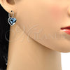 Arete Gancho Frances 02.239.0013 Rodio Laminado, Diseño de Corazón, con Swarovski Elements Montana, Pulido, Rodinado