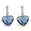 Arete Gancho Frances 02.239.0013 Rodio Laminado, Diseño de Corazón, con Swarovski Elements Montana, Pulido, Rodinado