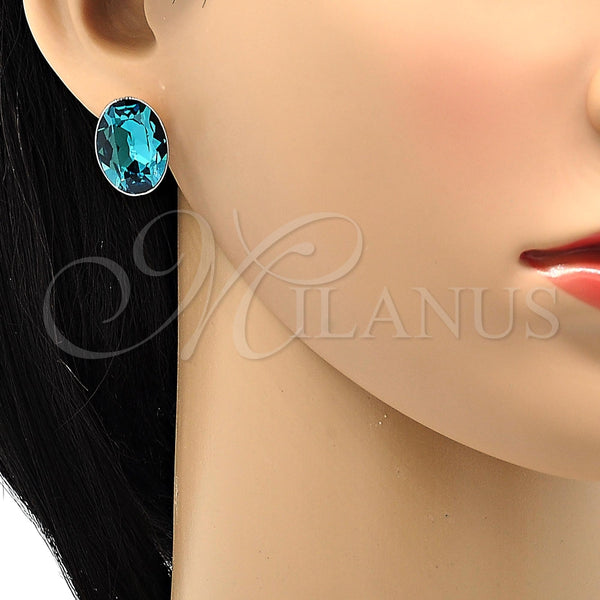 Arete Dormilona 02.239.0015 Rodio Laminado, con Swarovski Elements Indicolite, Pulido, Rodinado