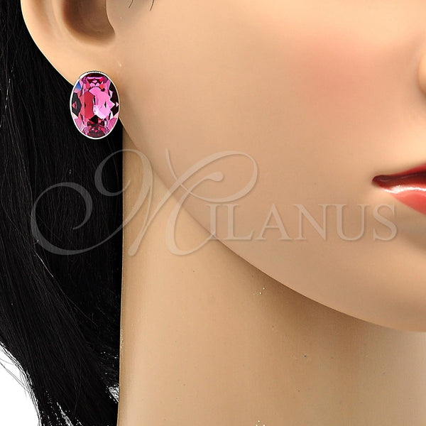 Arete Dormilona 02.239.0015.1 Rodio Laminado, con Swarovski Elements Rose, Pulido, Rodinado