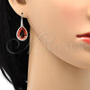 Arete Colgante 02.239.0016 Rodio Laminado, Diseño de Gota, con Swarovski Elements Padparadscha, Pulido, Rodinado