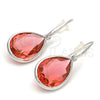 Arete Colgante 02.239.0016 Rodio Laminado, Diseño de Gota, con Swarovski Elements Padparadscha, Pulido, Rodinado