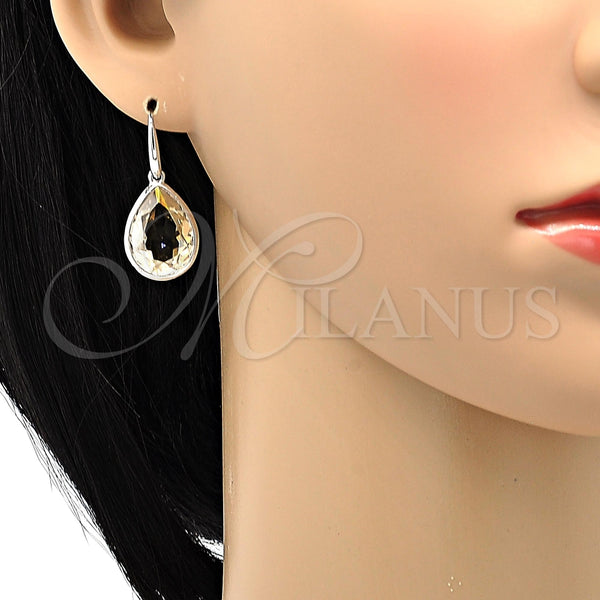 Arete Colgante 02.239.0016.1 Rodio Laminado, Diseño de Gota, con Swarovski Elements Light Silk, Pulido, Rodinado