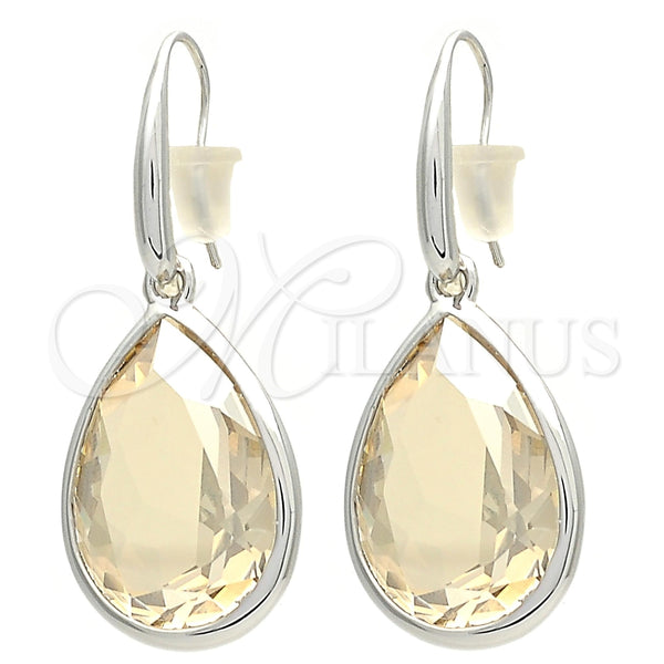Arete Colgante 02.239.0016.1 Rodio Laminado, Diseño de Gota, con Swarovski Elements Light Silk, Pulido, Rodinado