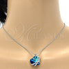 Collares con Dije 04.239.0001.16 Rodio Laminado, Diseño de Corazón y Arco, con Swarovski Elements Bermuda Blue y Micro Pave Blanca, Pulido, Rodinado (Grosor 01 MM, 16 Pulgadas de Largo)