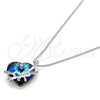 Collares con Dije 04.239.0001.16 Rodio Laminado, Diseño de Corazón y Arco, con Swarovski Elements Bermuda Blue y Micro Pave Blanca, Pulido, Rodinado (Grosor 01 MM, 16 Pulgadas de Largo)