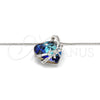 Collares con Dije 04.239.0001.16 Rodio Laminado, Diseño de Corazón y Arco, con Swarovski Elements Bermuda Blue y Micro Pave Blanca, Pulido, Rodinado (Grosor 01 MM, 16 Pulgadas de Largo)