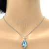 Collares con Dije 04.239.0013.16 Rodio Laminado, Diseño de Oja, con Swarovski Elements Aquamarine y Micro Pave Blanca, Pulido, Rodinado (Grosor 01 MM, 16 Pulgadas de Largo)