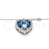 Collares con Dije 04.239.0014.16 Rodio Laminado, Diseño de Corazón, con Swarovski Elements Bermuda Blue y Micro Pave Blanca, Pulido, Rodinado (Grosor 01 MM, 16 Pulgadas de Largo)