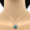 Collares con Dije 04.239.0015.16 Rodio Laminado, Diseño de Corazón y Llave, con Swarovski Elements Bermuda Blue y Micro Pave Blanca, Pulido, Rodinado (Grosor 01 MM, 16 Pulgadas de Largo)