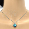 Collares con Dije 04.239.0015.16 Rodio Laminado, Diseño de Corazón y Llave, con Swarovski Elements Bermuda Blue y Micro Pave Blanca, Pulido, Rodinado (Grosor 01 MM, 16 Pulgadas de Largo)