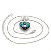 Collares con Dije 04.239.0019.16 Rodio Laminado, Diseño de Corazón y Flor, con Swarovski Elements Bermuda Blue y Zirconia Cubica Blanca, Pulido, Rodinado (Grosor 01 MM, 16 Pulgadas de Largo)
