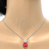 Collares con Dije 04.239.0020.16 Rodio Laminado, Diseño de Flor y Box, con Swarovski Elements Padparadscha y Zirconia Cubica Blanca, Pulido, Rodinado (Grosor 01 MM, 16 Pulgadas de Largo)