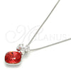 Collares con Dije 04.239.0020.16 Rodio Laminado, Diseño de Flor y Box, con Swarovski Elements Padparadscha y Zirconia Cubica Blanca, Pulido, Rodinado (Grosor 01 MM, 16 Pulgadas de Largo)