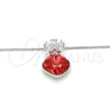 Collares con Dije 04.239.0020.16 Rodio Laminado, Diseño de Flor y Box, con Swarovski Elements Padparadscha y Zirconia Cubica Blanca, Pulido, Rodinado (Grosor 01 MM, 16 Pulgadas de Largo)