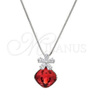 Collares con Dije 04.239.0020.16 Rodio Laminado, Diseño de Flor y Box, con Swarovski Elements Padparadscha y Zirconia Cubica Blanca, Pulido, Rodinado (Grosor 01 MM, 16 Pulgadas de Largo)