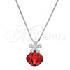 Collares con Dije 04.239.0020.16 Rodio Laminado, Diseño de Flor y Box, con Swarovski Elements Padparadscha y Zirconia Cubica Blanca, Pulido, Rodinado (Grosor 01 MM, 16 Pulgadas de Largo)