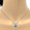 Collares con Dije 04.239.0023.16 Rodio Laminado, Diseño de Rolo, con Swarovski Elements Aquamarine y Micro Pave Blanca, Pulido, Rodinado (Grosor 01 MM, 16 Pulgadas de Largo)