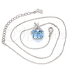Collares con Dije 04.239.0023.16 Rodio Laminado, Diseño de Rolo, con Swarovski Elements Aquamarine y Micro Pave Blanca, Pulido, Rodinado (Grosor 01 MM, 16 Pulgadas de Largo)