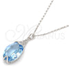 Collares con Dije 04.239.0025.2.16 Rodio Laminado, Diseño de Pave Mariner, con Swarovski Elements Aquamarine, Pulido, Rodinado (Grosor 01 MM, 16 Pulgadas de Largo)