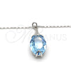 Collares con Dije 04.239.0025.2.16 Rodio Laminado, Diseño de Pave Mariner, con Swarovski Elements Aquamarine, Pulido, Rodinado (Grosor 01 MM, 16 Pulgadas de Largo)