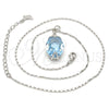 Collares con Dije 04.239.0025.2.16 Rodio Laminado, Diseño de Pave Mariner, con Swarovski Elements Aquamarine, Pulido, Rodinado (Grosor 01 MM, 16 Pulgadas de Largo)