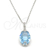 Collares con Dije 04.239.0025.2.16 Rodio Laminado, Diseño de Pave Mariner, con Swarovski Elements Aquamarine, Pulido, Rodinado (Grosor 01 MM, 16 Pulgadas de Largo)