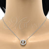 Collares con Dije 04.239.0028.16 Rodio Laminado, Diseño de Rolo y Corazón, con Swarovski Elements Aurore Boreale, Pulido, Rodinado (Grosor 01 MM, 16 Pulgadas de Largo)