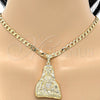 Dije Religioso 05.120.0003 Oro Laminado, Diseño de Sagrado Corazon de Jesus, con Blanca Zirconia Cubica, Pulido, Tono Dorado