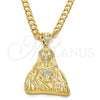 Dije Religioso 05.120.0003 Oro Laminado, Diseño de Sagrado Corazon de Jesus, con Blanca Zirconia Cubica, Pulido, Tono Dorado