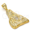 Dije Religioso 05.120.0003 Oro Laminado, Diseño de Sagrado Corazon de Jesus, con Blanca Zirconia Cubica, Pulido, Tono Dorado