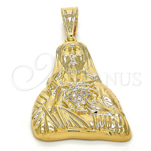 Dije Religioso 05.120.0003 Oro Laminado, Diseño de Sagrado Corazon de Jesus, con Blanca Zirconia Cubica, Pulido, Tono Dorado