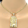 Dije Religioso 05.120.0008 Oro Laminado, Diseño de Jesus, con Blanca Zirconia Cubica, Pulido, Tono Dorado